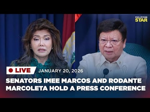 LIVESTREAM: Senators Imee Marcos and Rodante Marcoleta hold a press conference (January 20, 2026)