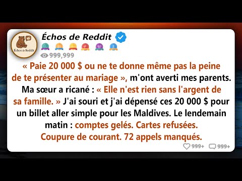 Ils ont dit de payer 20 000 $ ou de ne pas venir au mariage – alors je me suis enfui aux Maldives et