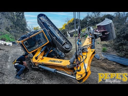 Big Excavator Rolls Over in Beverly Hills