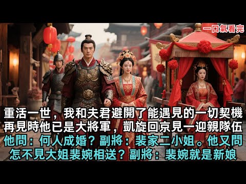 重活一世,我和夫君避開了能遇見的一切契機。再見時他已是大將軍,凱旋回京見一迎親隊伍,他問:何人成婚?副將:裴家二小姐。他又問,怎不見大姐裴婉相送?副將:裴婉就是新娘#古代小说#古言#爽文故事