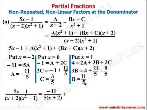 Partial fractions 2: Non-linear Factors at the Denominator