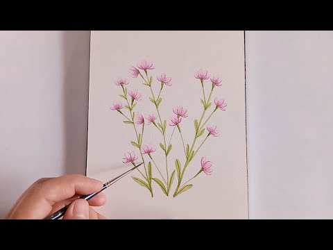 Easy Pink Flower Painting using Watercolors 🌸🎨