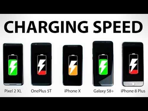 Pixel 2 XL vs OnePlus 5T vs iPhone X vs S8 Plus - FAST CHARGING SPEED Test!