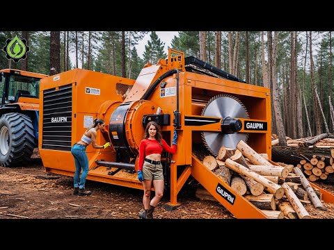 Fastest Automatic Firewood Processing Machine | Dangerous Big Chainsaw Cutting Tree machines #14