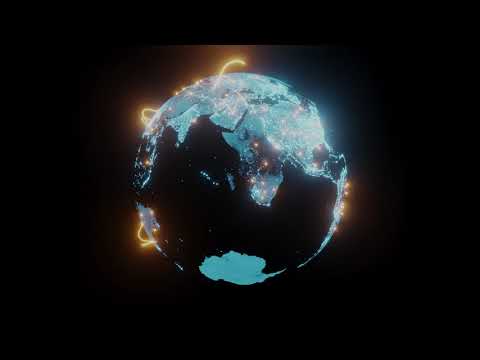 World Connection Animation, Earth Spinning, Earth Motion Graphics, Loop (1 hour)