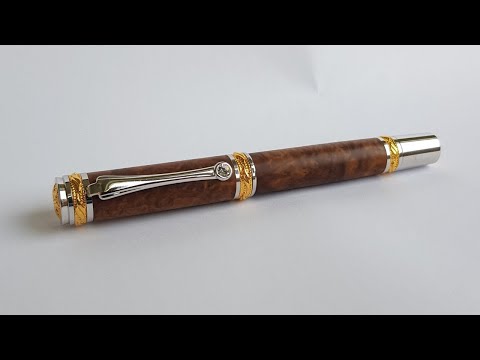 (Pen Turning) Majestic Rollerball pen Brown Mallee Burl