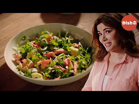 Salmon, Avocado, Watercress & Pumpkin Seed Salad | Simply Nigella