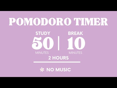 STUDY WITH ME FOR 2 HOURS | 50 MINS STUDY / 10 MINS BREAK | NO MUSIC | WITH ALARMS
