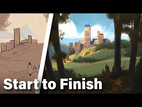 How I Paint an Epic Landscape Environment from Scratch (Concept Art Tutorial)