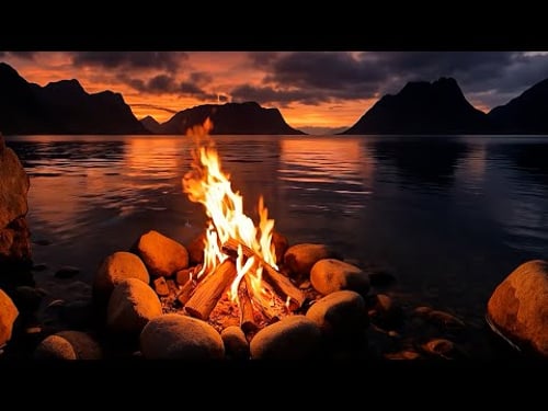 12 Hours by the Lake 🔥 Crackling Fire for Sleep & Relaxation