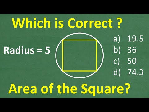 A square is inscribed in a circle with radius = 5, what is the area of the square?