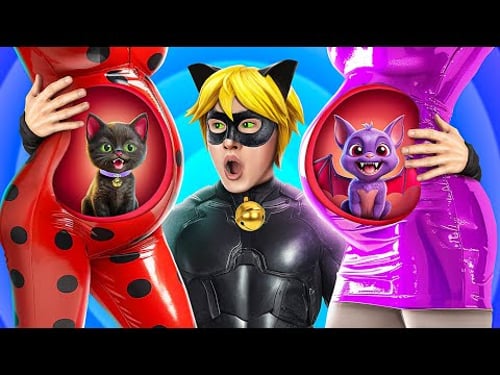 Schwangere Miraculous Ladybug und Cat Noir! Lustige Superhelden-Situationen