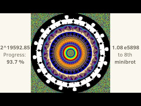 Mandelbrot Fractal Zoom Fibonacci to 2Β²β°Β³βΆβΆ or 5.98Γ10βΆΒΉΒ³β° (8th Minibrot Simulation)