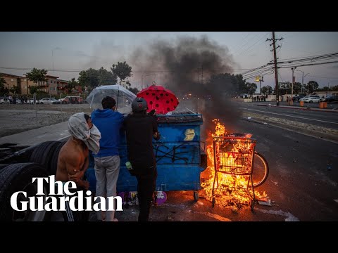 Protesters and authorities face off for second day in LA over Ice raids