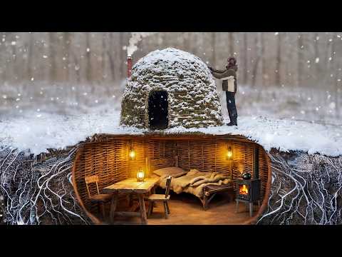 Building a Warm and Cozy Woven Survival Shelter. Hazel Hut. Bushcraft Survival
