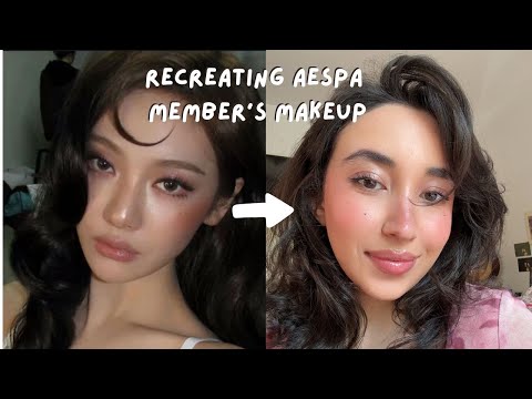 RECREATING viral pinterest makeup looks: aespa ningning makeup, korean makeup style and dewy skin