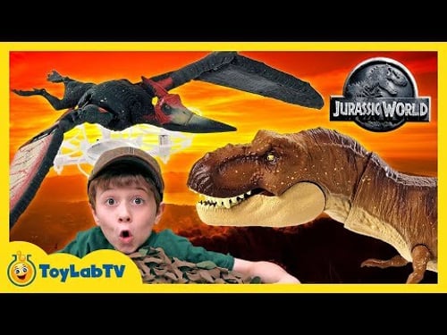 Jurassic World Fallen Kingdom Toys Indoraptor vs T-Rex Dinosaur, Pterano-Drone & Gyrosphere Blast