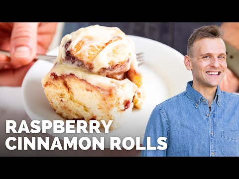 Lemon Raspberry Cinnamon Rolls with Cream Cheese Frosting