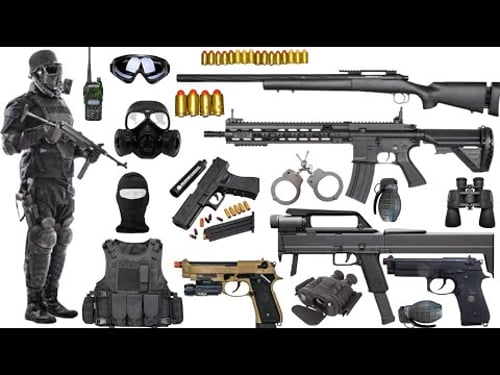 Special Forces Military Toy Gun Set Open Box, AK47, M416 Rifles, M24 Sniper Rifle, Tactical Helmet