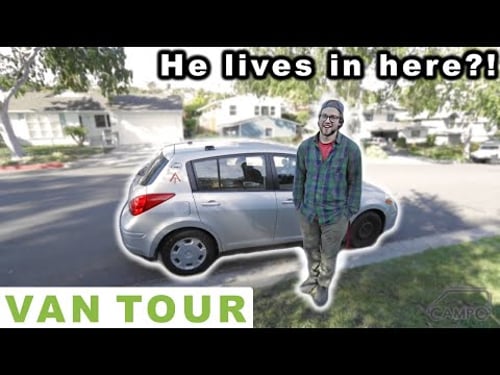MICRO CAMPER tour video | He LIVES IN HERE?!