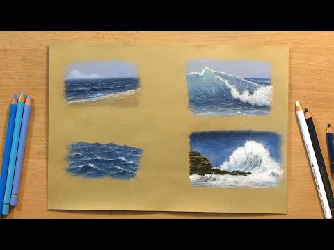 How to Draw Waves - Landscape in Colored Pencil