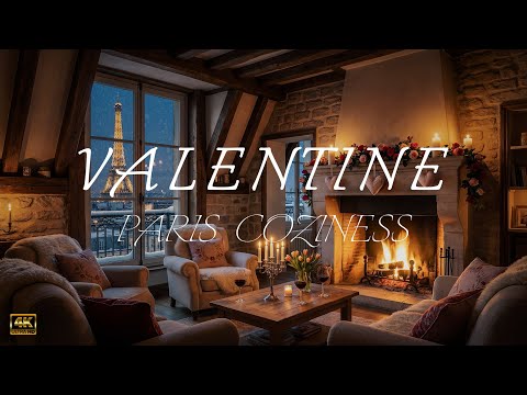 Snowy valentine apartment with cozy crackling fireplace in Paris ♥️ 4K ULTRA