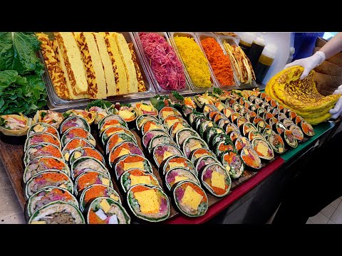 Amazing! Egg Omelette Gimbap and Poke / Korean street food