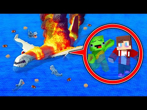 Mikey & JJ Survive The AIRPLANE CRASH IN THE OCEAN in Minecraft (Maizen)