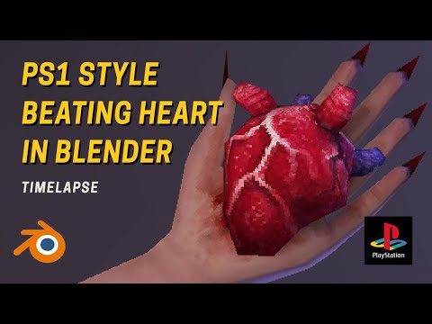PS1 Style Animated Heart in Blender / Low poly / Texture Painting (Timelapse)