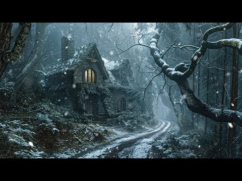Snowy Enchanted Forest Cottage — Medieval Celtic Winter Ambience for Calmness, Focus & Deep Rest