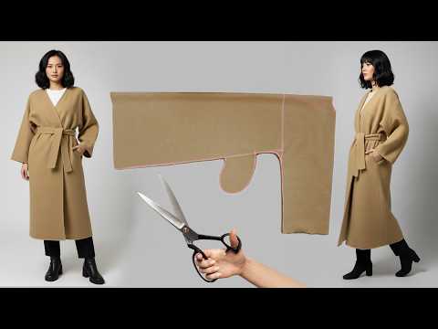 💥 Super Easy No-Pattern | Sewing One-Piece Oversized Coat With Pockets!