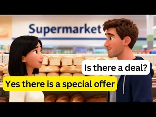 10 Easy English Conversations for Supermarket Shopping | Real Life Dialogues A1-A2