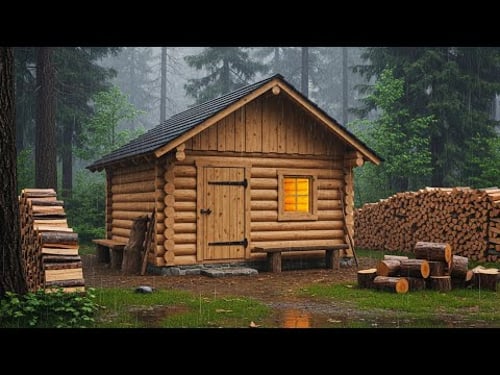 From Logs to Life β My Journey to Build a Forest Shelter #diy #woodscraft #viral #survival