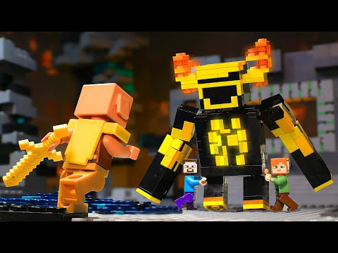 GIANT Golden Warden : Epic Battle In The Deep Dark Cave - LEGO Minecraft Animation