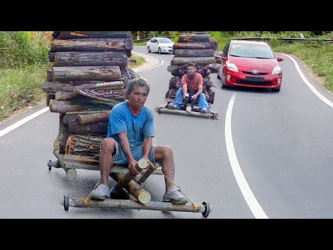 Riding Weird Brakeless Wooden Carts on Major Freeway