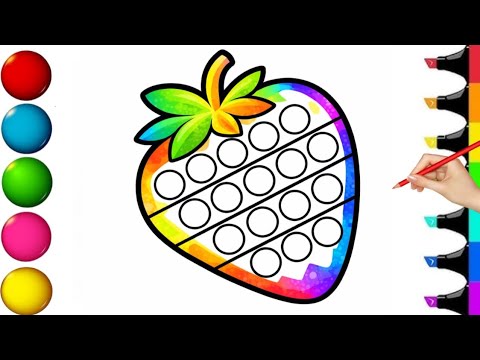 Easy strawberry drawing for kids / how to draw strawberry with color / fruit strawbbery drawing Easy