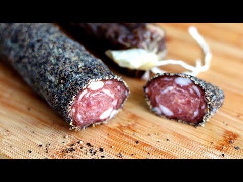 Salami made in a sock with pepper? VERY EASY. textile casing.