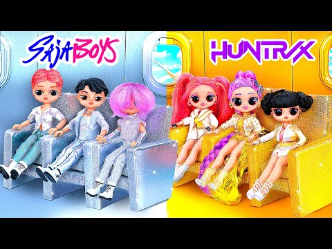 K-Pop Demon Hunters in Golden and Silver Airplane! 10 Crafts for L.O.L. Dolls