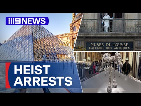 Louvre crown jewel heist suspects arrested | 9 News Australia