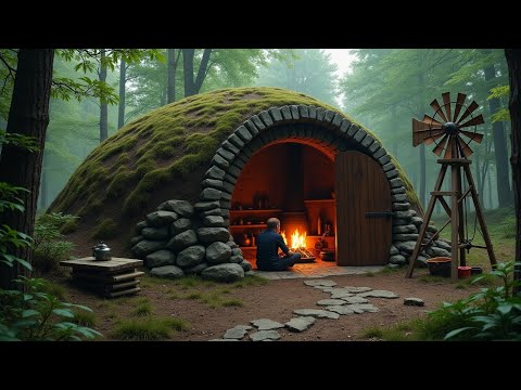 Underground Secrets: I Built a Hidden Shelter with a Stove & Windmill for Survival