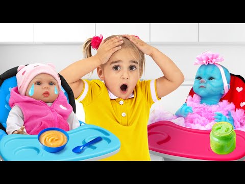 Alice cuida de bebês de brinquedo - Vídeos para crianças