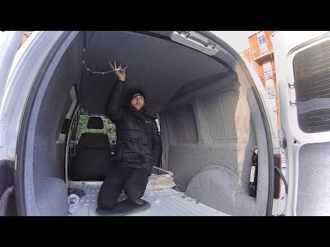 Carpet Lining the Headliner in my VW CADDY & Installing LED LIGHTING