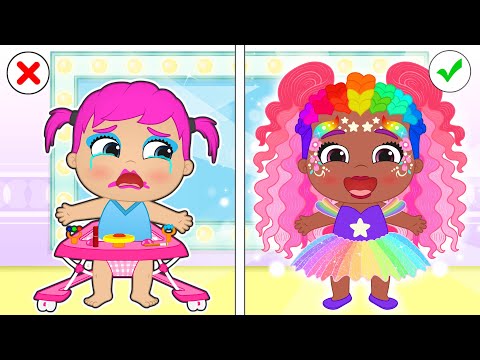 BABIES LUNA AND LILY ๐๐ Magical Rainbow Face Makeup Session