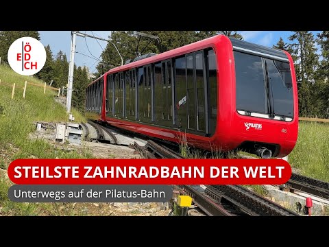 Mit einzigartigen und nagelneuen Zügen die steilste Zahnradbahn der Welt hinauf: Die Pilatus-Bahn!