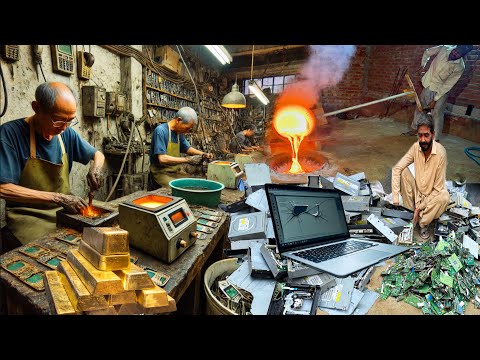 Unbelievable Process of Recovering Pure 24k Gold From Old Laptop Recycling in Factory