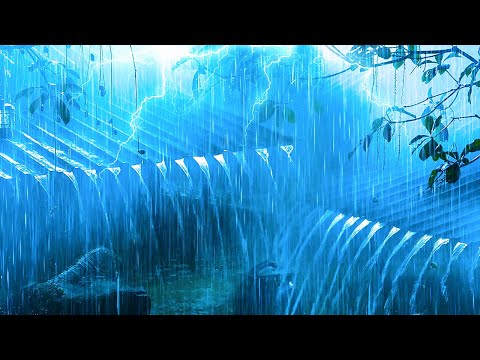 Very Heavy Rain and Powerful Thunder on a Cozy Cabin to Heal and Restore Positive Energy