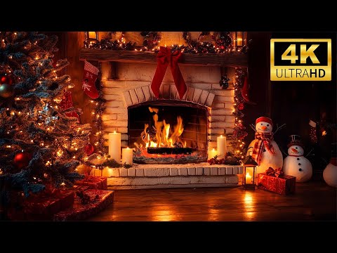 🔥 Quiet Christmas Fireplace 4K ❄️ Natural Burning Logs for Deep Calm