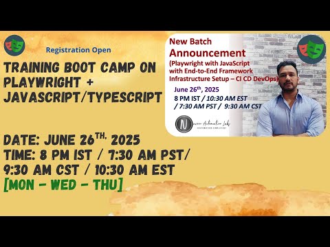 New Training BootCamp Announcement: Playwright+Javascript/Typescript+End to End Framework + DevOps
