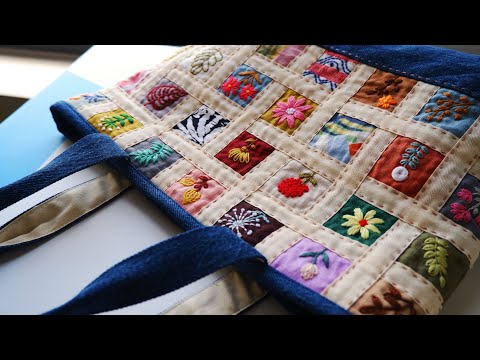 Scrap fabric will turn into a beautiful item if combined with hand stitching