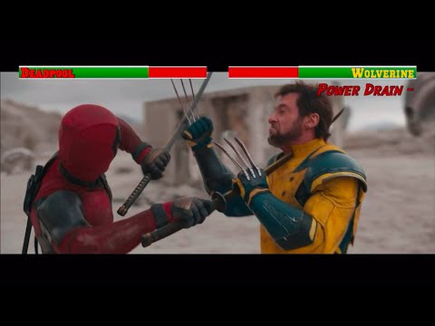 Deadpool vs Wolverine (Both Fights)...with healthbars